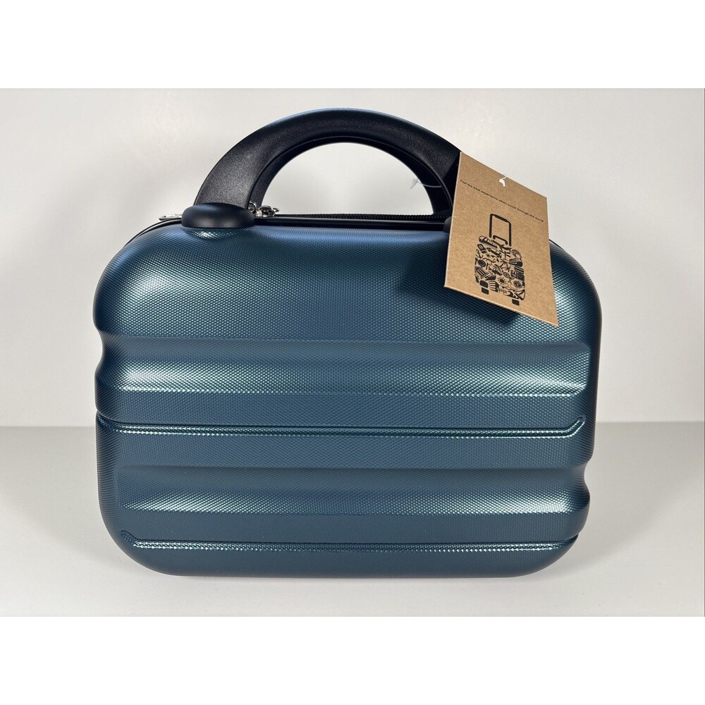Merax Travel Hard Shell Toiletry Makeup Overnight Luggage Case Blue Green NWT
